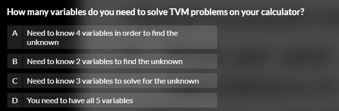 Solved How many variables do you need to solve TVM problems | Chegg.com