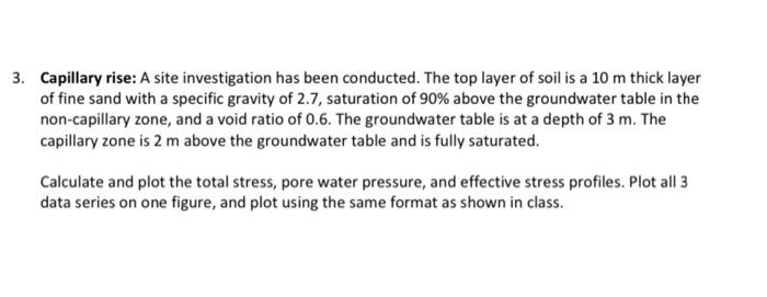 Solved 3. Capillary rise: A site investigation has been | Chegg.com