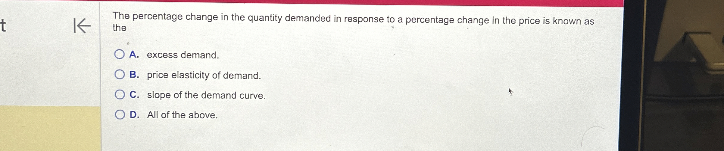 Solved The percentage change in the quantity demanded in | Chegg.com