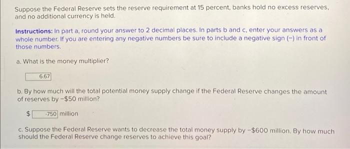 Solved Suppose The Federal Reserve Sets The Reserve | Chegg.com