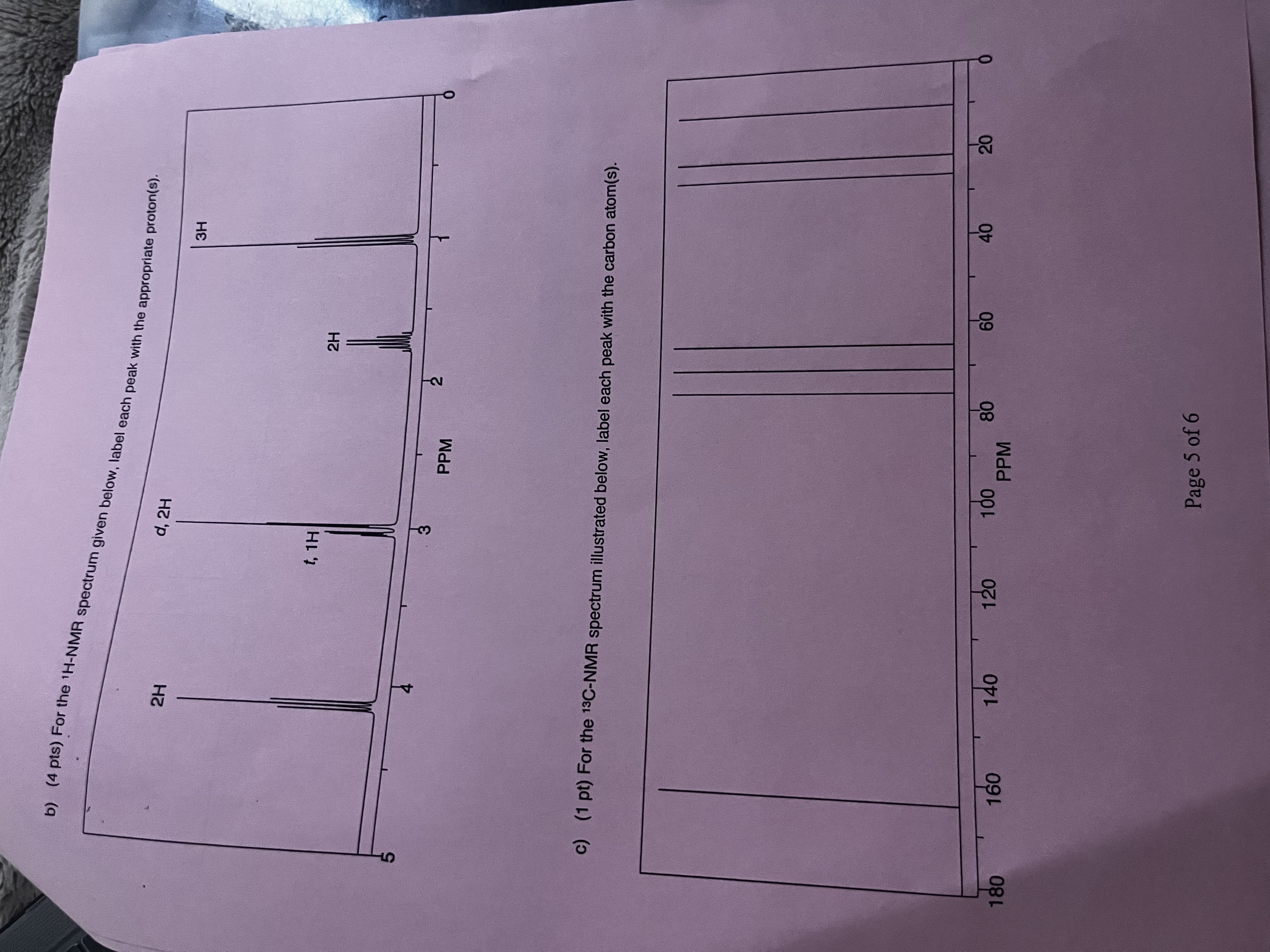 C) (1 ﻿pt) ﻿For the ?13C-NMR spectrum illustrated | Chegg.com