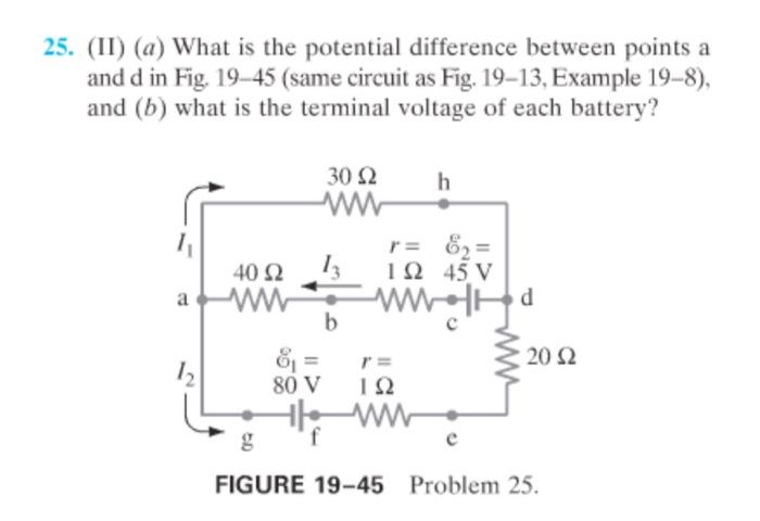 Solved 5. (II) (a) What is the potential difference between | Chegg.com