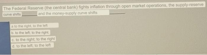 Solved The Federal Reserve (the central bank) fights | Chegg.com