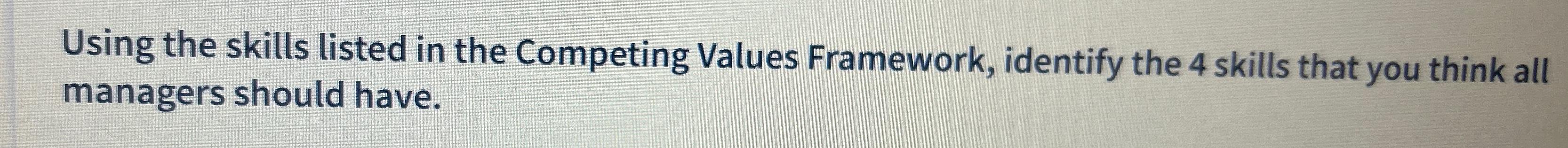 Solved Using the skills listed in the Competing Values | Chegg.com