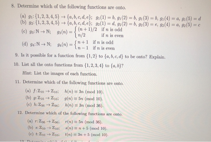 Solved 8. Determine which of the following functions are | Chegg.com