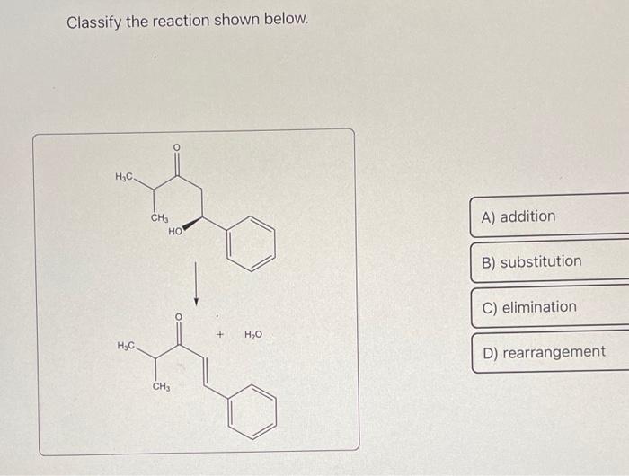 Solved Classify the following reaction as: addition, | Chegg.com