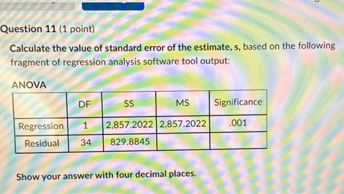 Solved Calculate the value of standard error of the | Chegg.com