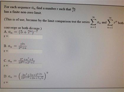 For Each Sequence An Find A Number R Such That An Chegg Com