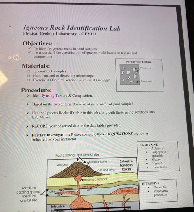 Solved O Igneous Rock Identification Lab Physical Geology