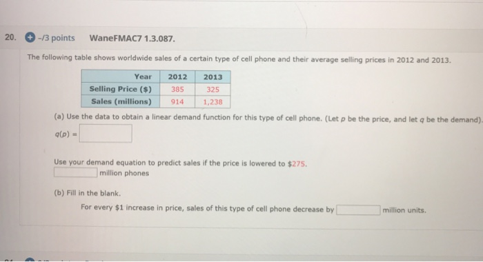 Solved The Following Table Shows Worldwide Sales Of A | Chegg.com