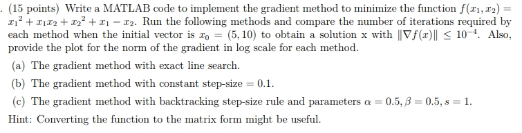 Solved (15 ﻿points) ﻿Write a MATLAB code to ﻿implement the | Chegg.com