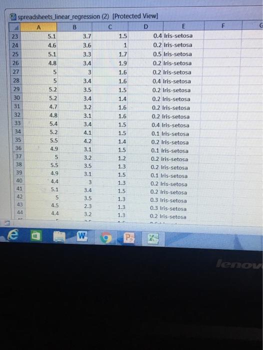 Solved The famous iris dataset (the first sheet of the | Chegg.com