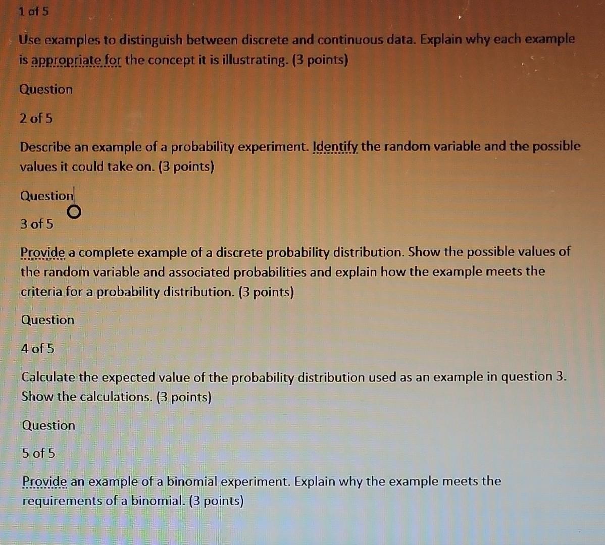 Solved 1 of 5 Use examples to distinguish between discrete | Chegg.com