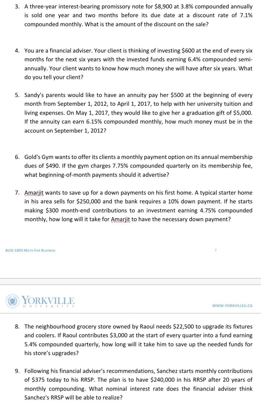 Solved 3. A threeyear interestbearing promissory note for