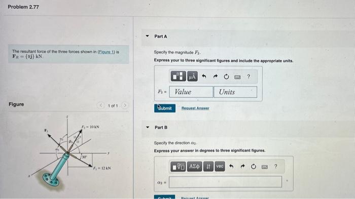 Solved The resultant force of the three forces shown in | Chegg.com
