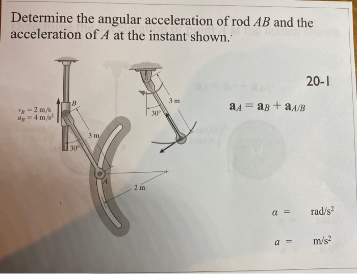 Solved Determine the angular acceleration of rod AB and the | Chegg.com