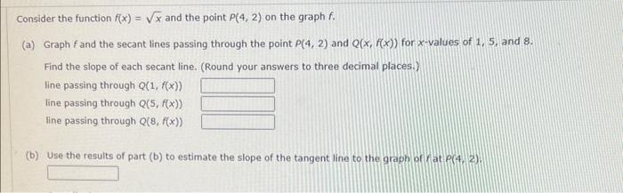 Solved Consider the function f(x)=x and the point P(4,2) on | Chegg.com