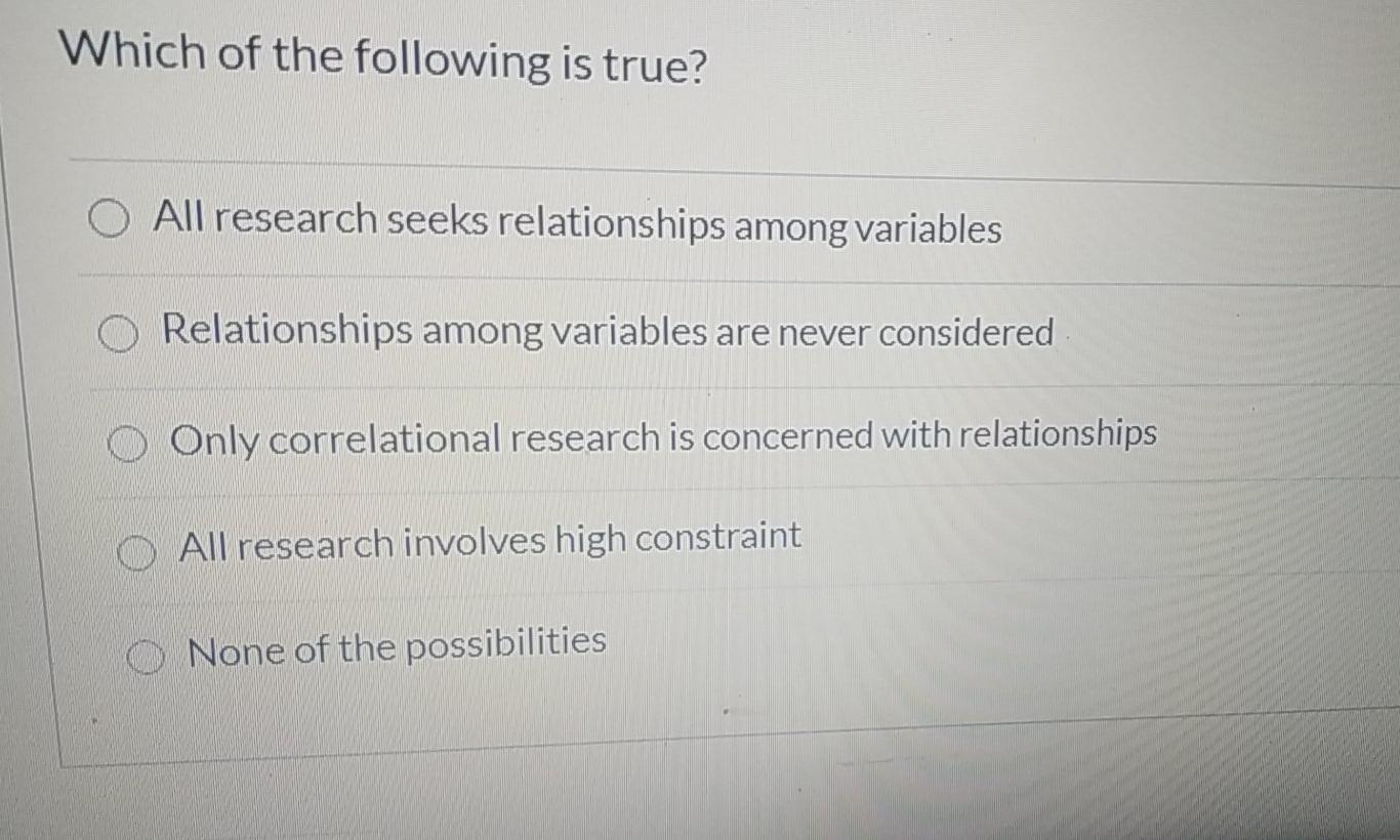 Solved Which of the following is true? O All research seeks | Chegg.com