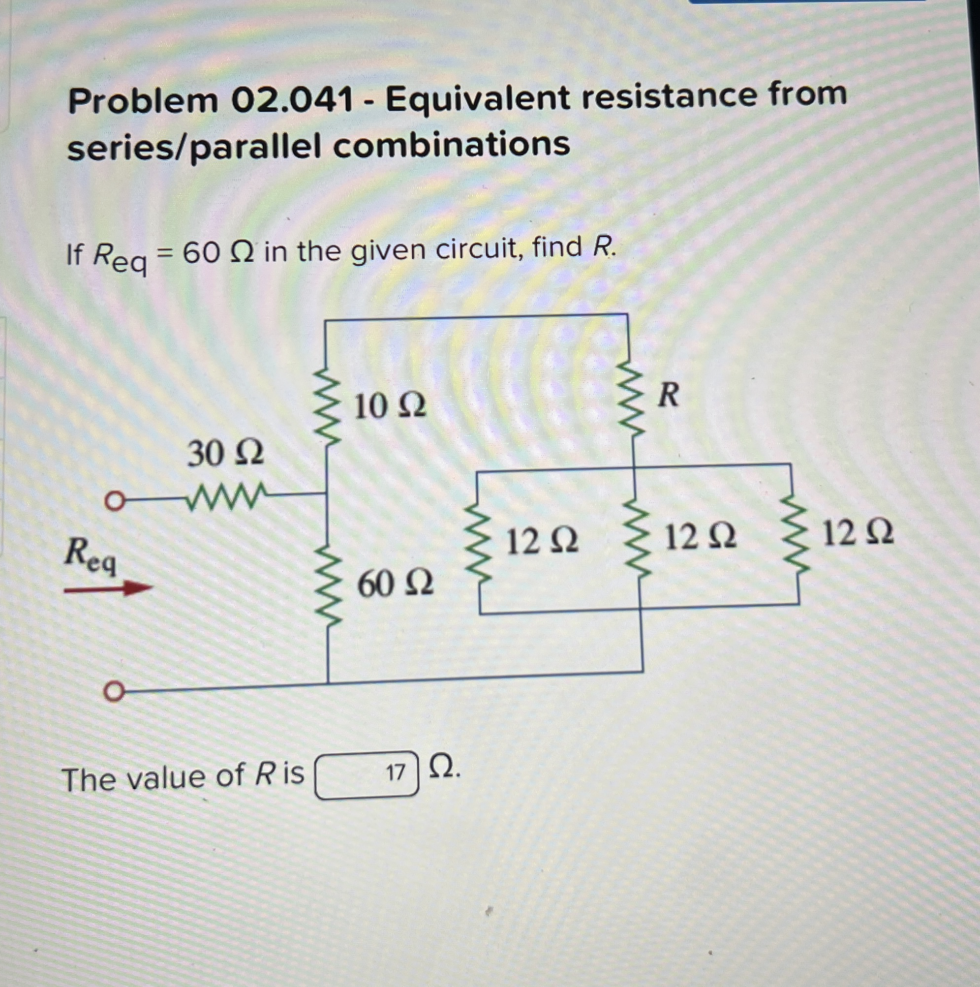 Solved Problem 02.041 - ﻿Equivalent resistance from | Chegg.com