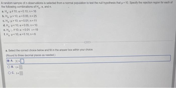 Solved A random sample of n observations is selected from a | Chegg.com