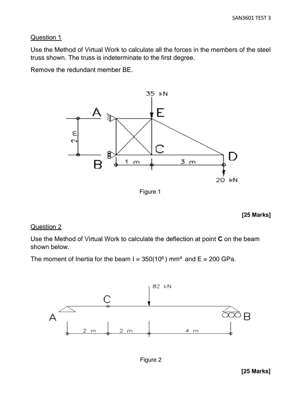 Solved SAN3601 TEST 3 Question 1 Use the Method of Virtual | Chegg.com