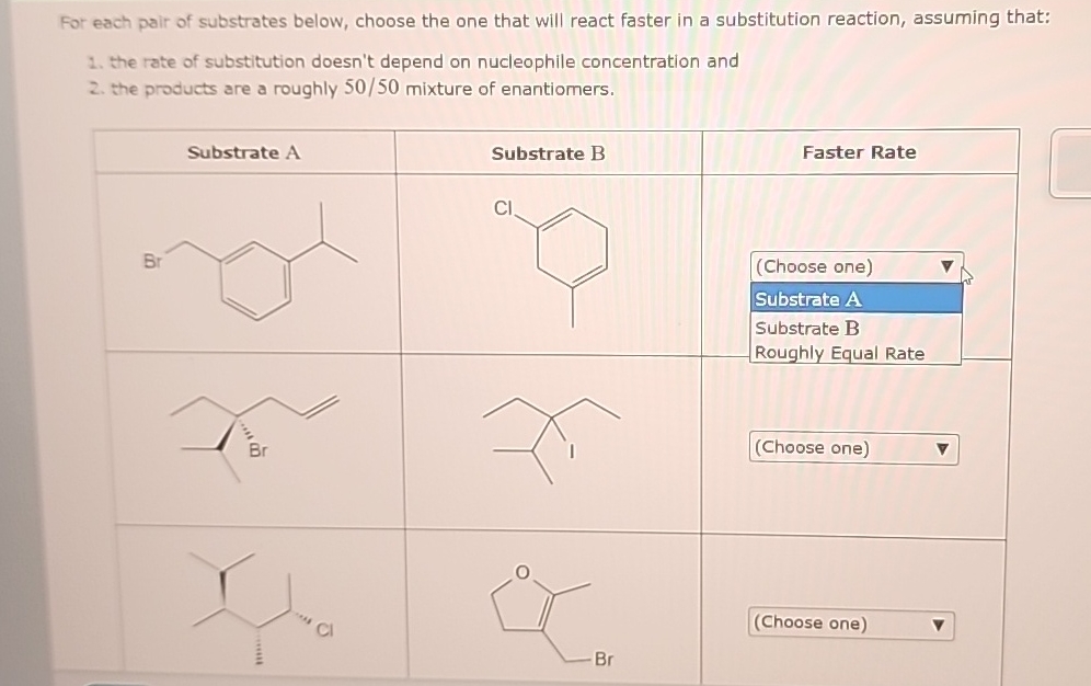 Solved For Each Pair Of Substrates Below, Choose The One | Chegg.com