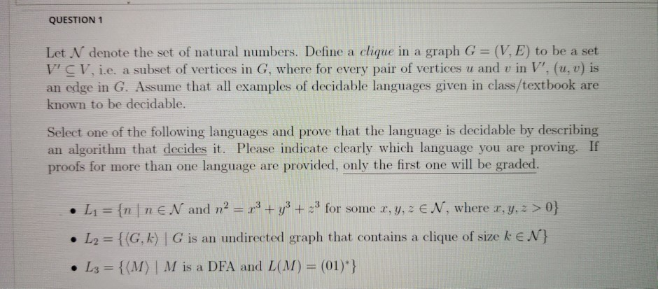 Question 1 Let N Denote The Set Of Natural Numbers Chegg Com