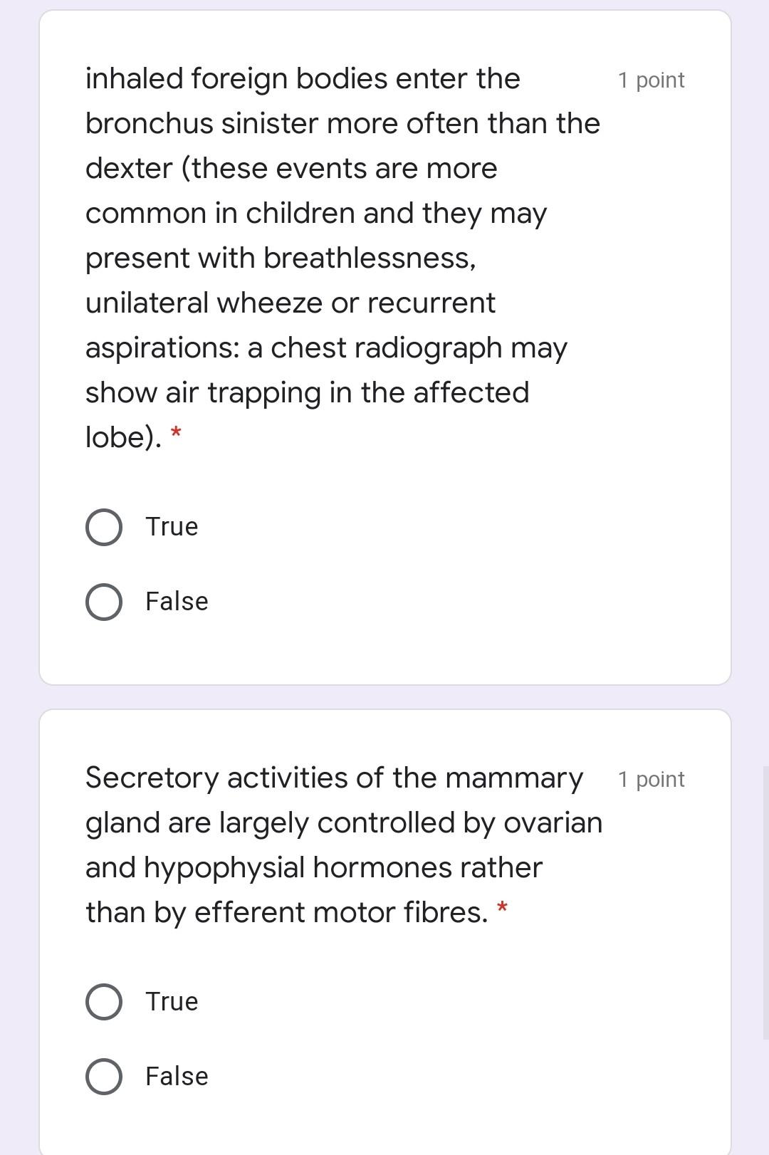 Solved 1 point inhaled foreign bodies enter the bronchus | Chegg.com