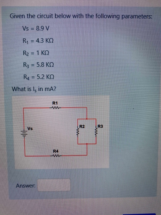 Solved Given the circuit below with the following | Chegg.com