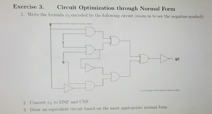 Solved Exercise 3. Circuit Optimization through Normal Form | Chegg.com