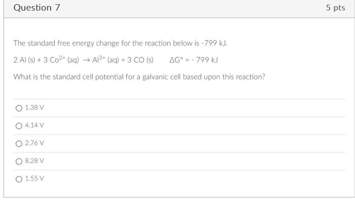 Solved The standard free energy change for the reaction | Chegg.com
