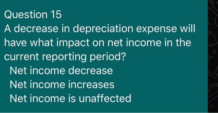 Solved Question 15 A decrease in depreciation expense will | Chegg.com