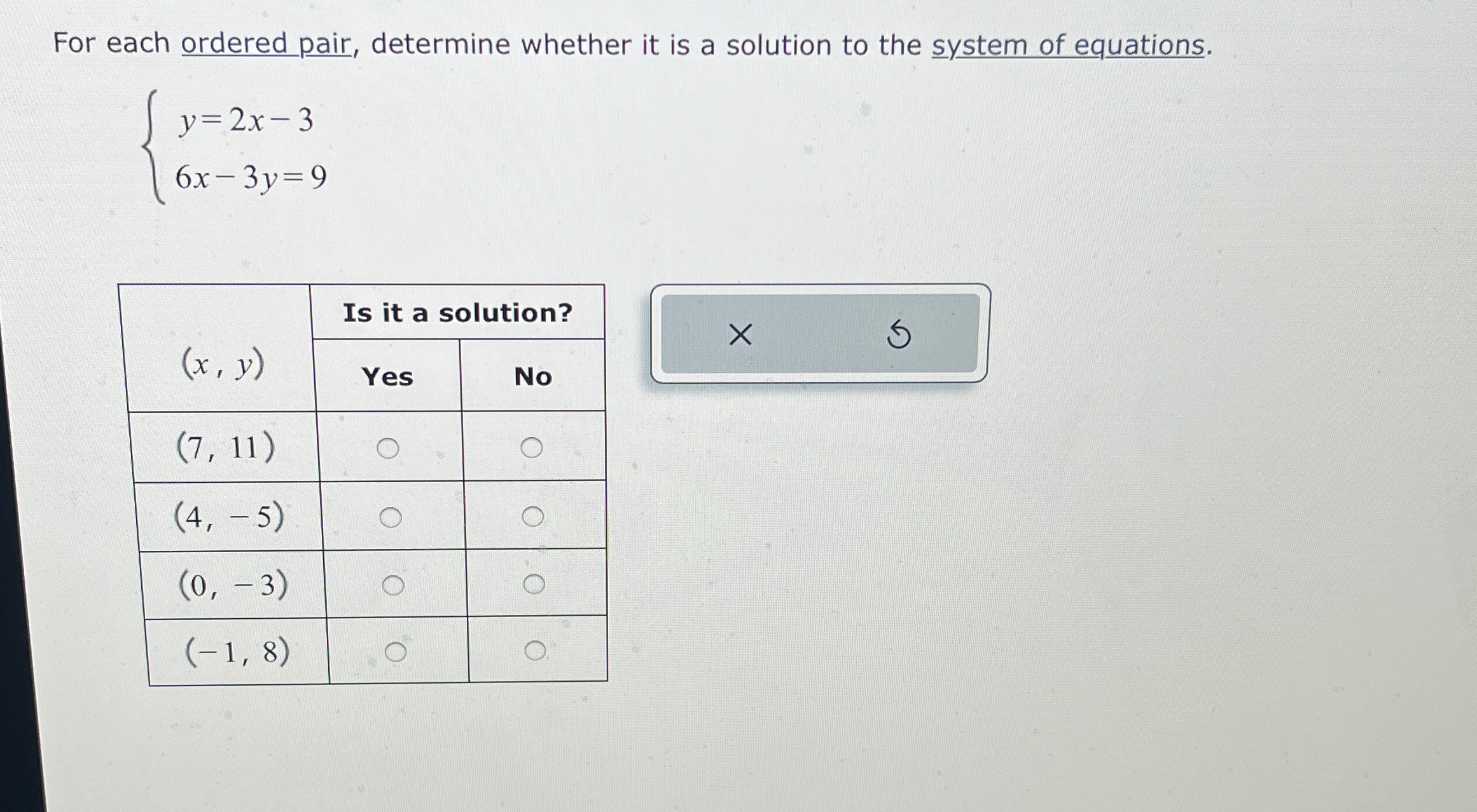 Solved For each ordered pair, determine whether it is a | Chegg.com