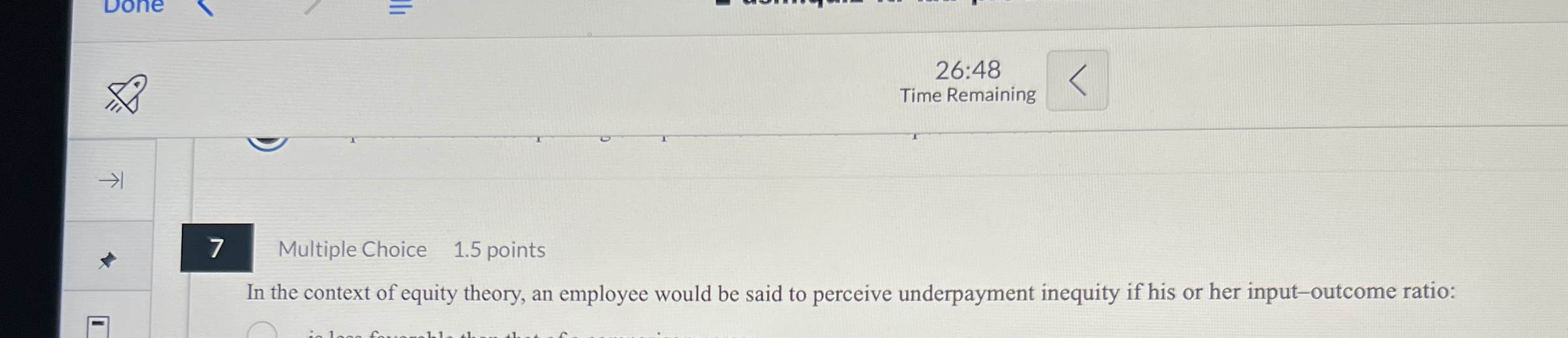 Solved Done1026:48Time Remaining 7Multiple Choice1.5 | Chegg.com