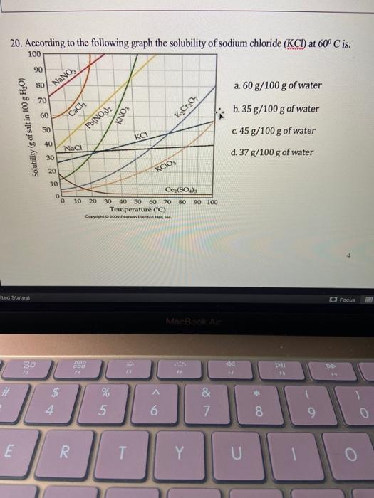 Solved 20. According to the following graph the solubility | Chegg.com