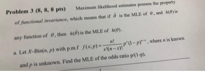 Solved Problem 3 8 8 8 Pts Maximum Likelihood Estimat Chegg Com
