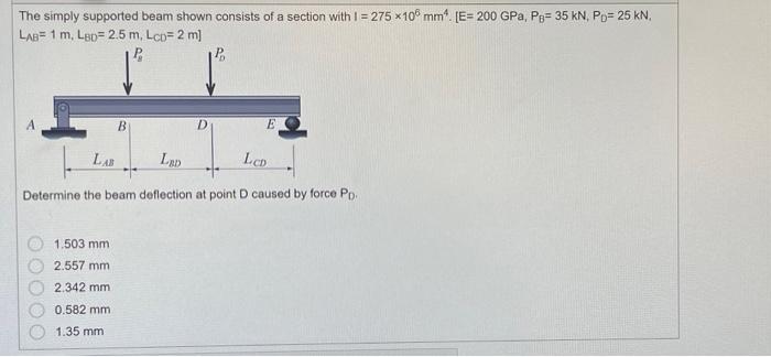 Solved The simply supported beam shown consists of a section | Chegg.com