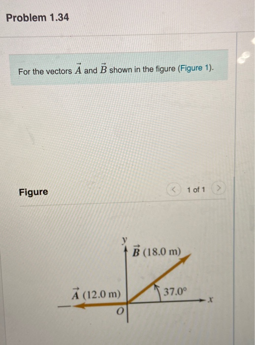 Solved Problem 1.34 For the vectors A and B shown in the | Chegg.com