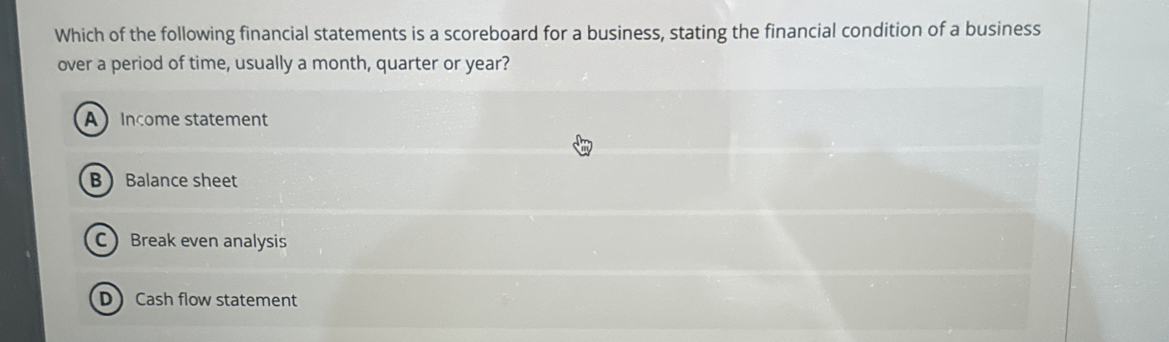 Solved Which of the following financial statements is a | Chegg.com