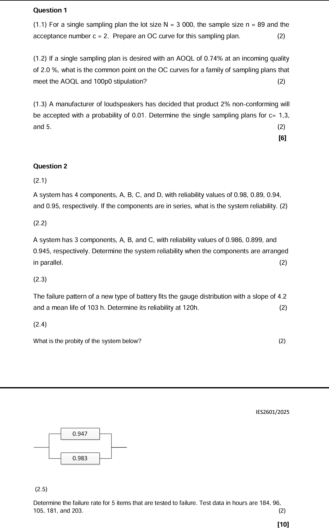 Solved Question 1(1.1) ﻿For a single sampling plan the lot | Chegg.com