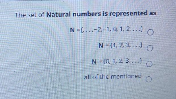 Solved The set of Natural numbers is represented as | Chegg.com