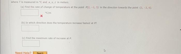 Solved The temperature at a point (x,y,z) is given by | Chegg.com