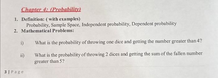 Solved 1. Definition: (with examples) Probability, Sample | Chegg.com
