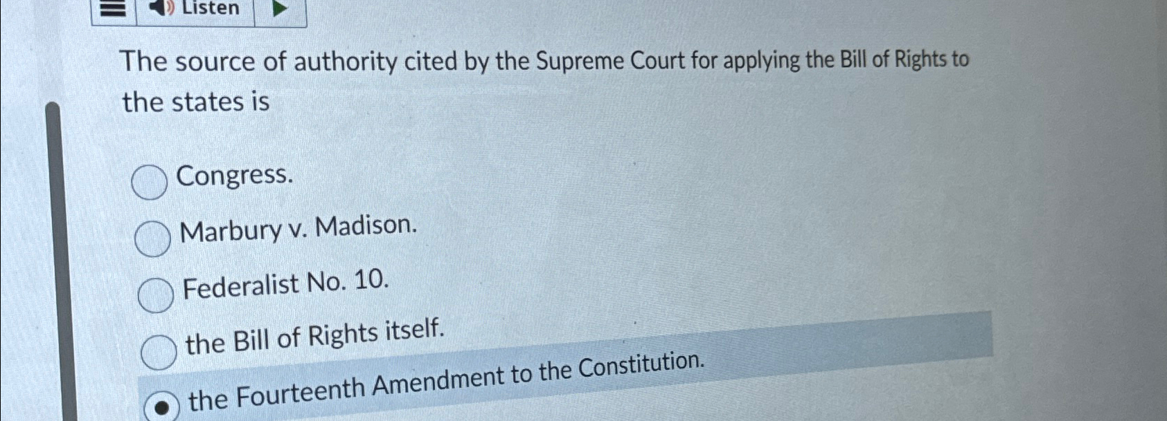 Of applying the bill of outlet rights to the states