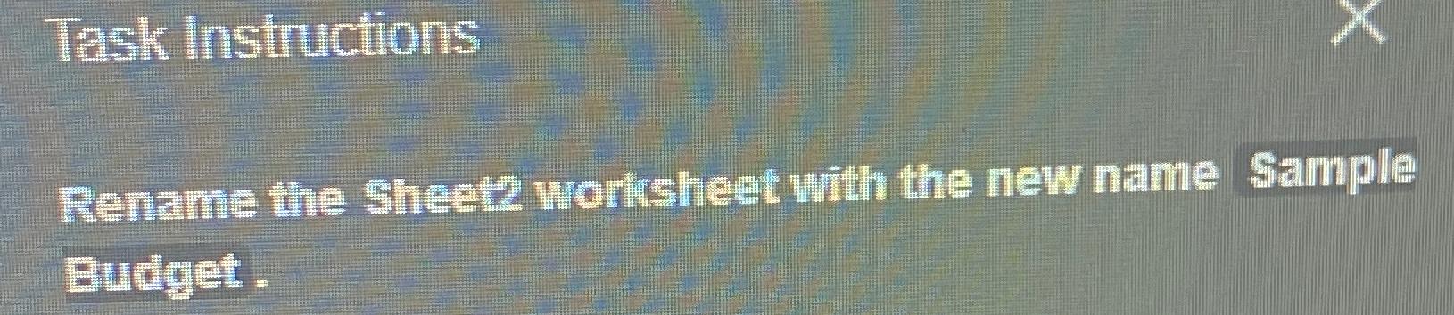 Solved Task InstructionsRename the Sheet2 ﻿worksheet with Chegg com