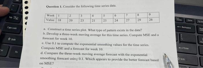 Solved Question 1. Consider the following time series data. | Chegg.com