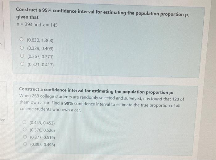 Solved Construct a 95% confidence interval for estimating | Chegg.com