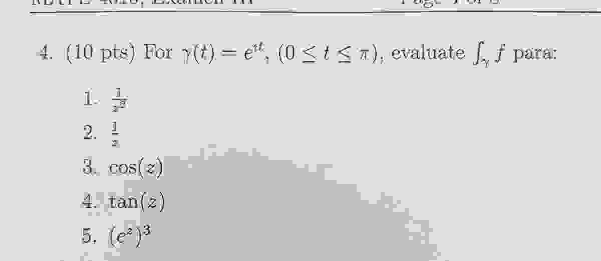 Solved (10 ﻿pts) ﻿solve 1, 2, 3,4, 5.For γ(t1)=ert ,(0≤t≤π), | Chegg.com