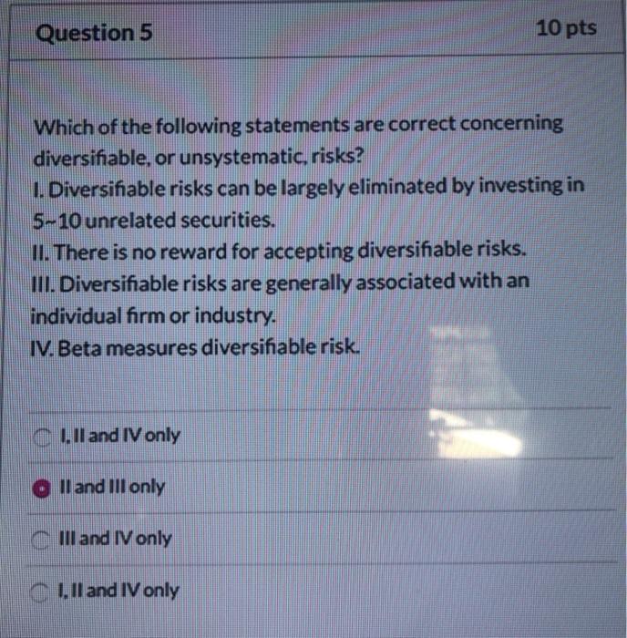 Solved Question 5 10 pts Which of the following statements | Chegg.com