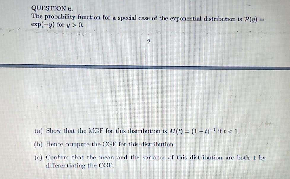 Solved QUESTION 6. The probability function for a special | Chegg.com